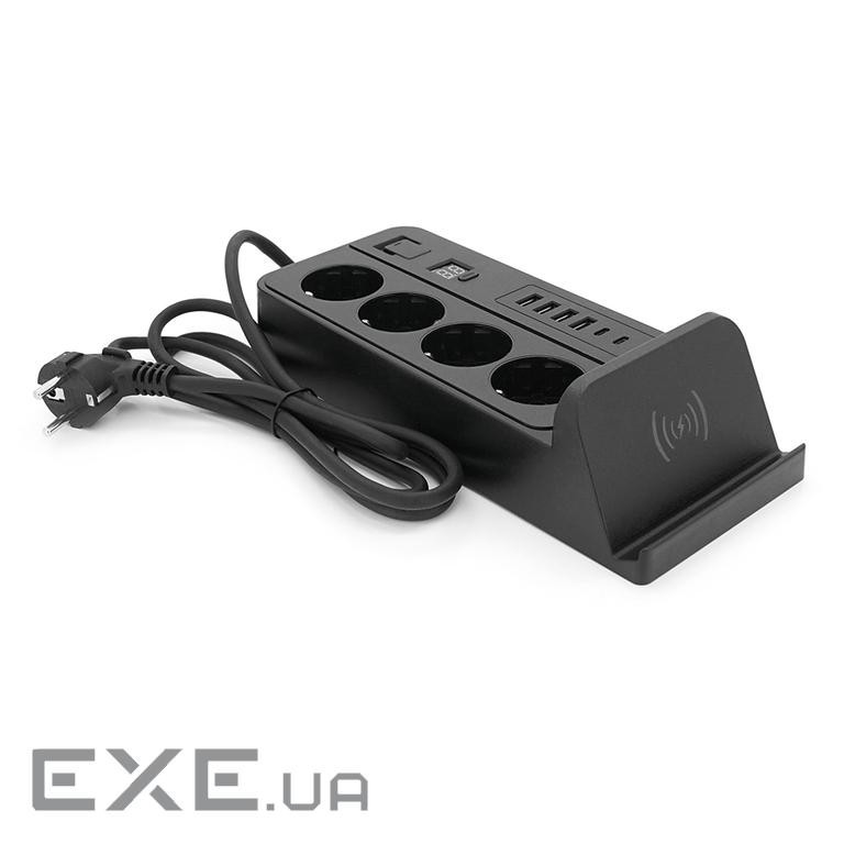 Мережевий фільтр G12H, 4 Socket + 4 USB 3,2А + 2 Type-C + бездротова зарядка + таймер, 2м, (YT-G12H) , (YT-G12H)