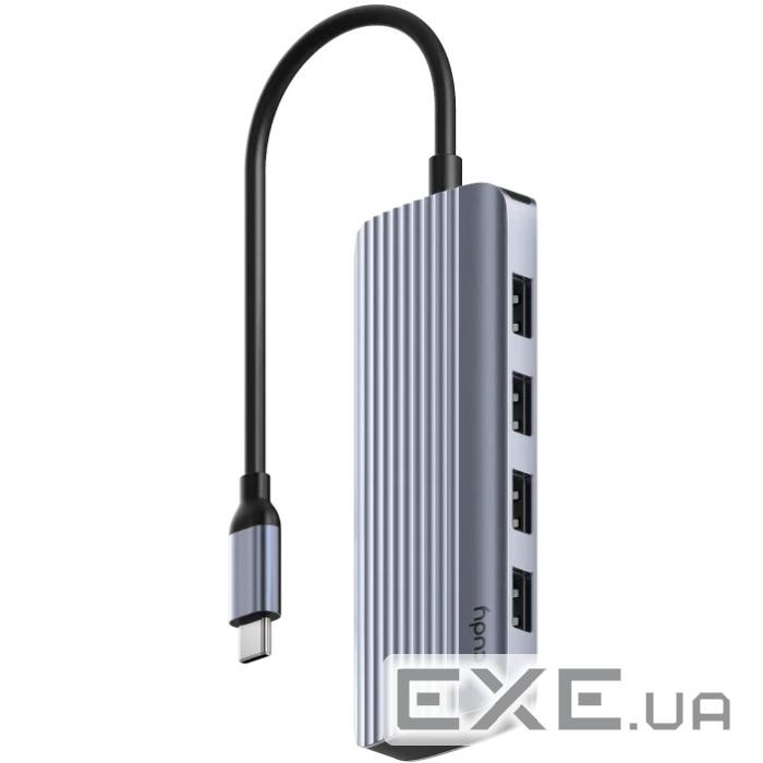 Хаб USB 3.0 Type-C -> 4xUSB-A, 1хUSB-C, 1xHDMI 4K@60 Hz, алюмінієвий корпус, Cudy (UH500)