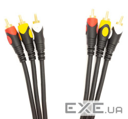 Кабель POWERPLANT G-DV-1.5 3xRCA - 3xRCA 1.5м Black (CA911714)