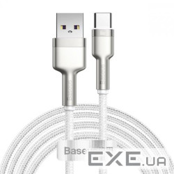 Дата кабель USB 3.1 AM to USB-C 2.0m 6.0A 66W Cafule Series Metal White Baseus (CAKF000202)