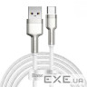 Дата кабель USB 3.1 AM to USB-C 2.0m 6.0A 66W Cafule Series Metal White Baseus (CAKF000202)