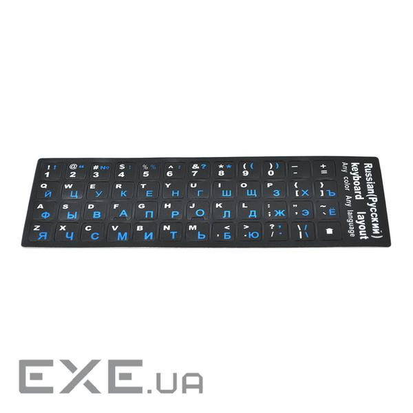 Наклейки на матовою чорною клавіатурі з зеленими буквами Рус.Англ.Укр. (YT-KSMFB / RE-G) VOLTRONIC