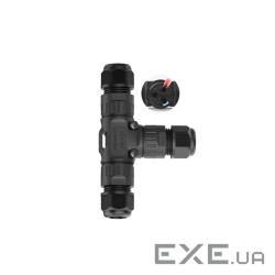 Кабельний T-розгалужувач EW-P20T-3P(37899), під кабель 5-9 мм, 16A, 450V, Black , 16A, 450V, Black