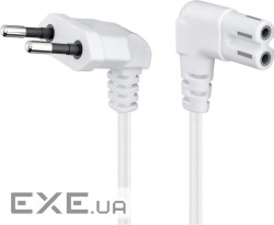Кабель живлення пристроїв IEC(EuroPlug)-(C7)Euro8 M/M 3.0m,90ёвниз/90ёвбік 2x0.75mm,біл (84.00.7139) (84.00.7139)