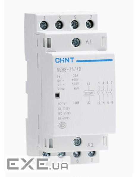 Контактор CHNT NCH8-25/40 220V,25А, 16kW, 4NO, на DIN-рейку, 85*65,5*36мм (NCH8-25 / 40 220V)