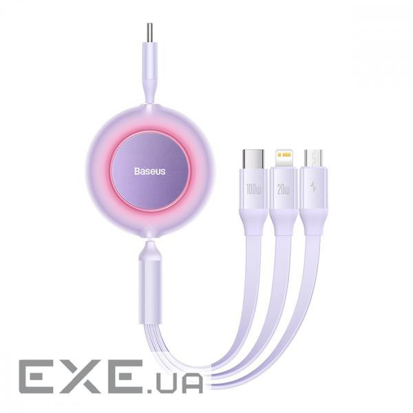 Кабель Baseus Bright Mirror 2 Series 3-in-1 (Micro USB+Lightning+Type-C) 100W (1.1m) pu (CAMJ010205)