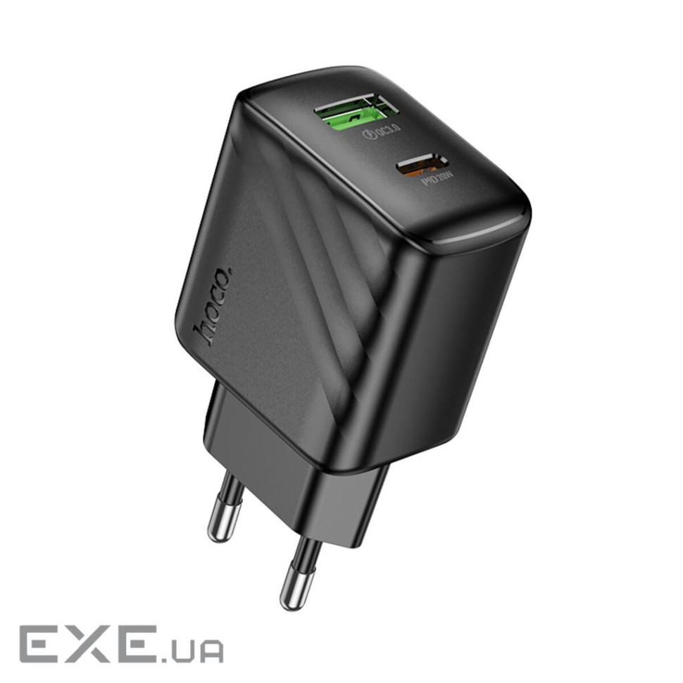 Сетевое зарядное устройство Hoco CS25A 1USB-C/1USB PD/QC 20W Black (6942007639781)