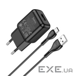 Набір СЗУ 110-240V HOCO C96A+ кабель Type-C, 1xUSB, 2.1A, кабель 1м, Black, Blister (C96A / TB) , Black, Blister (C96A /