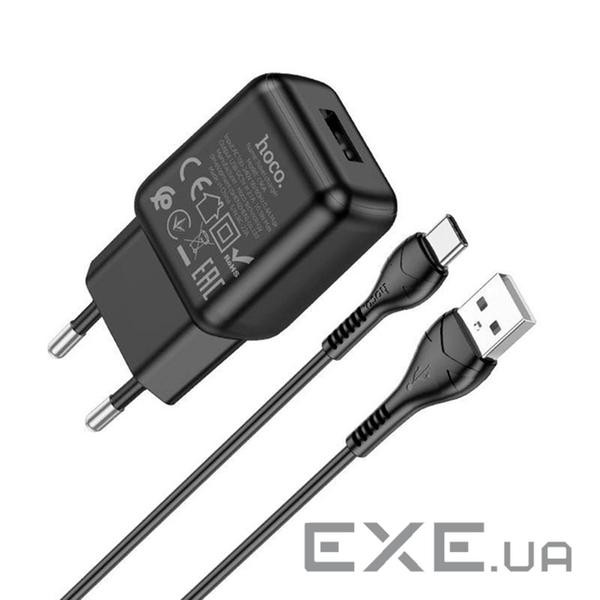 Набір СЗУ 110-240V HOCO C96A+ кабель Type-C, 1xUSB, 2.1A, кабель 1м, Black, Blister (C96A / TB) , Black, Blister (C96A /