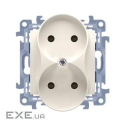Розетка электрическая SIMON10 двойная, без заземления, кремовый (CG2M.01/41)