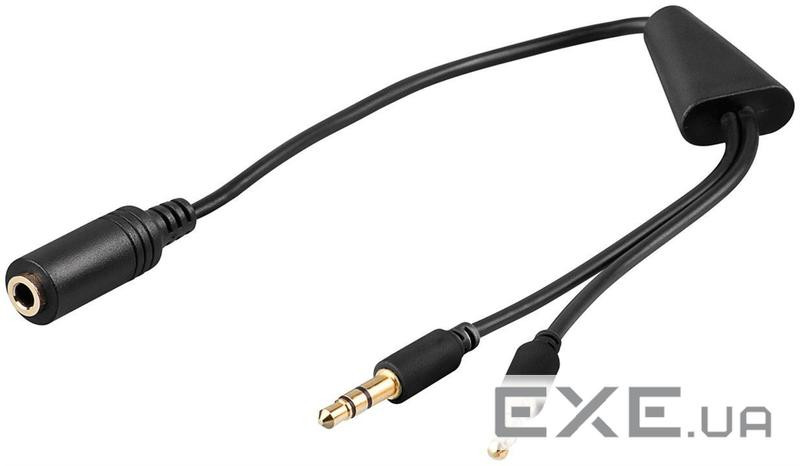 Перехідник аудіо Jack 3.5mm 4pin-3.5mm 3pinx2 F/M,0.4m (L-R-Mic-Gnd) CTIA Gold Cu (75.04.8980 black) Jack 3.5mm 4pin-3.5