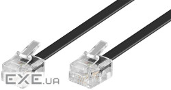 Кабель телефонний RJ12 M/M 15.0m, плоский 6P4C AWG28 1:1 Western, чорний (75.05.0320-1)