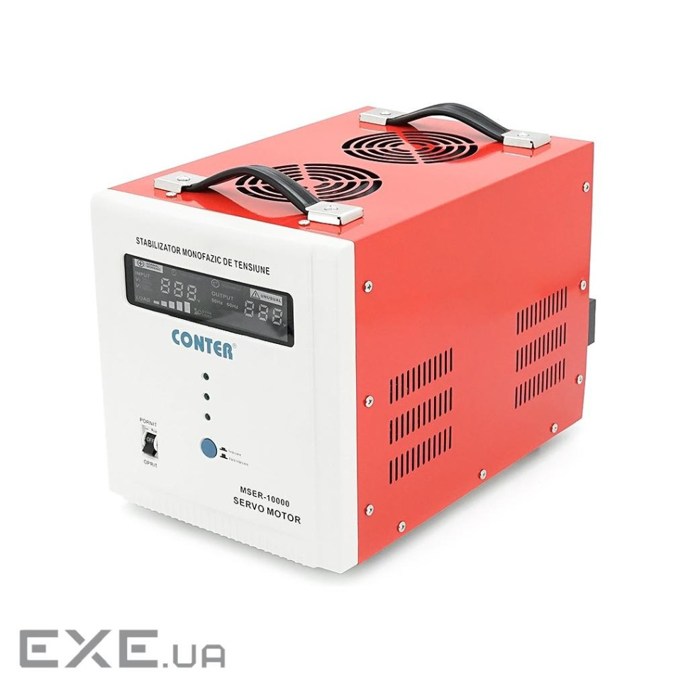 Стабілізатор напруги Conter MSER 10000 VA-V2 / 7500W однофазний, сервопривід, монтажу підлоги, LED д