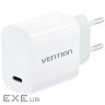 Зарядний пристрій 1xUSB-C 30W + USB-C cable М-М White Vention (G18W0-EU)