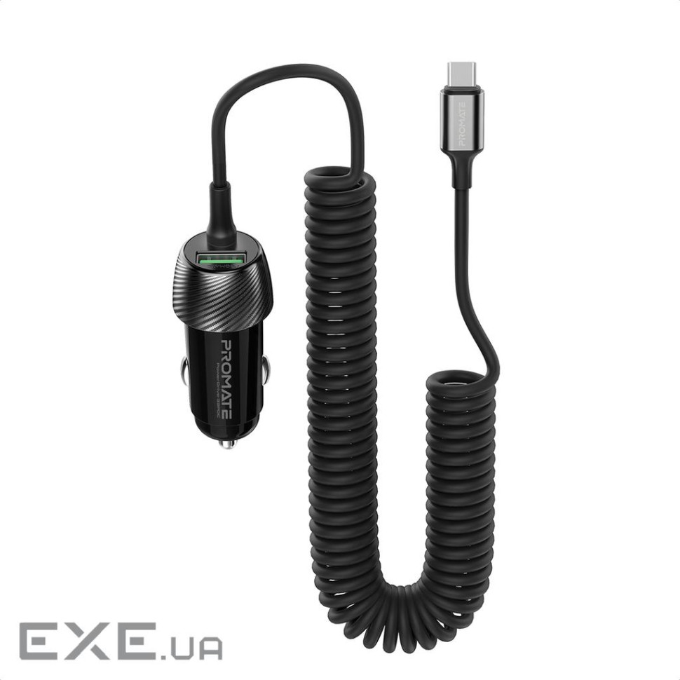 Автомобильное зарядное устройство Promate PowerDrive-33PDC 33W Black (powerdrive-33pdc.black)
