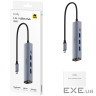 Хаб USB 3.0 Type-C -> 3хUSB-A, 1хUSB-C (5 Гбіт/с), 1xGigabit Ethernet port, алюмінієвий корп (UH605)