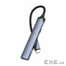 Хаб USB ColorWay ''4-in-1'', Grey, Type-C 3.0 - 1xUSB 3.0 / 3xType-C 2.0, кабель 12 см, алю (CW-HUB07)