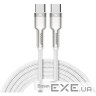 Дата кабель USB-C to USB-C 2.0m Cafule Metal PD 100W white Baseus (CATJK-D02) (CATJK-D02 2м)