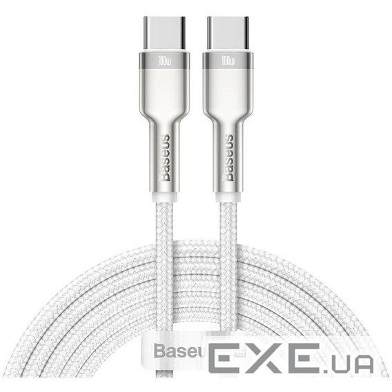 Дата кабель USB-C to USB-C 2.0m Cafule Metal PD 100W white Baseus (CATJK-D02) (CATJK-D02 2м)