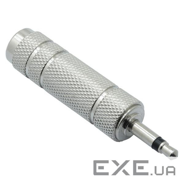 Перехідник аудіо Jack 3.5mm 3pin-6.3mm M/F,адаптер Mono Metal,срібний (62.09.8262-1) (62.09.8262-1)