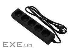 Подовжувач мережевий 2E 5хТип C, 2х1мм кв, 10A, 3м, чорний (2E-U05M3BK)