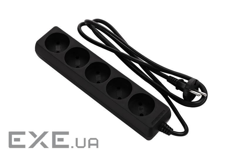 Подовжувач мережевий 2E 5хТип C, 2х1мм кв, 10A, 3м, чорний (2E-U05M3BK)