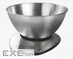 Електронні металеві кухонні ваги з чашею Zilan ZLN2960, silver