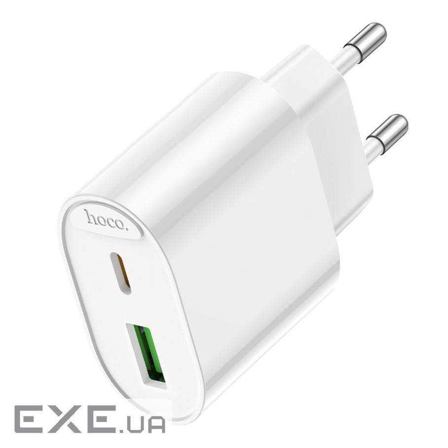 Сетевое зарядное устройство Hoco C109A 1USB-C/1USB PD/QC 20W White (6942007656719)