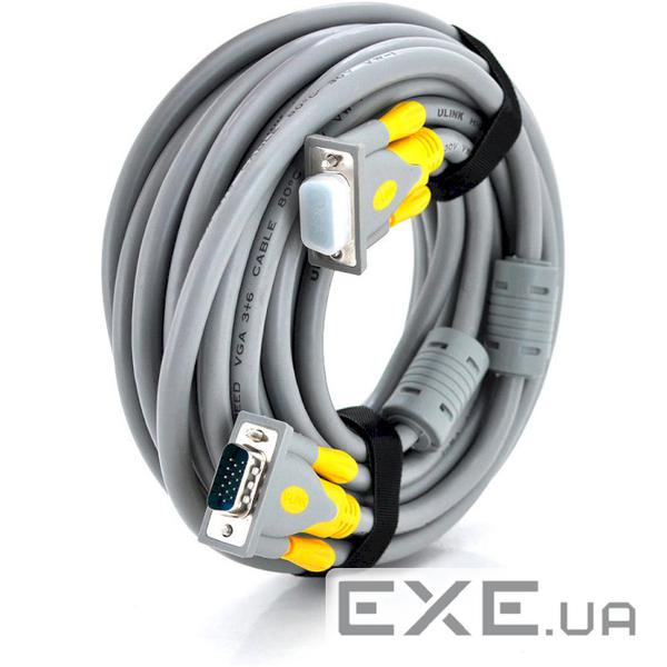 Кабель MERLION VGA 40м Gray (YT-VGA(M) (M)3+6GR-40M) (YT-VGA(M)/(M)3+6GR-40m)