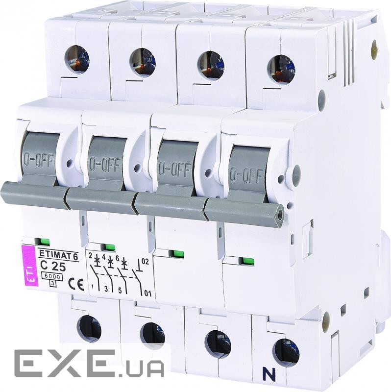 Автоматичний вимикач ETI ETIMAT 6 3p+N C 25А (6 kA) (2146518)