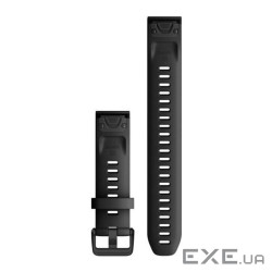 Ремінець до смарт-годинника Garmin fenix 7S, 20mm QuickFit Black Silicone (010-13102-00)