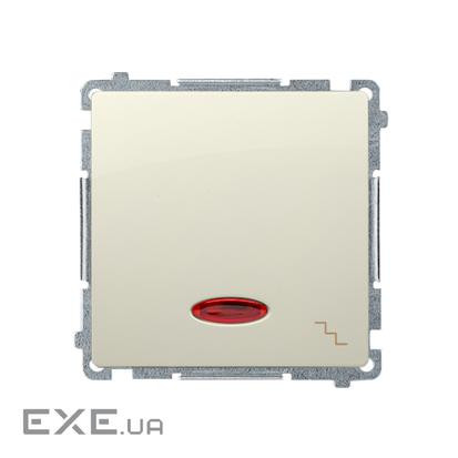 Bимикач Basic прохідний 1х з підсвіткою, бежевий (BMW6L.01/12)