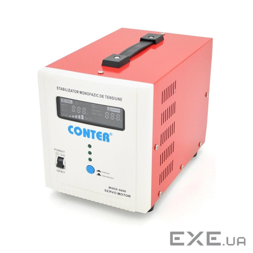 Стабілізатор напруги Conter MSER 5000 VA-V2 / 3750W однофазний, сервопривід, монтажу підлоги, LED ди