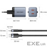 Зарядний пристрій 2xUSB-C 45W PD3.0/QC/GaN + USB-C cable М-М чорний Vention (TZ-FCDH0-EU)