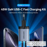 Зарядний пристрій 2xUSB-C 45W PD3.0/QC/GaN + USB-C cable М-М чорний Vention (TZ-FCDH0-EU)