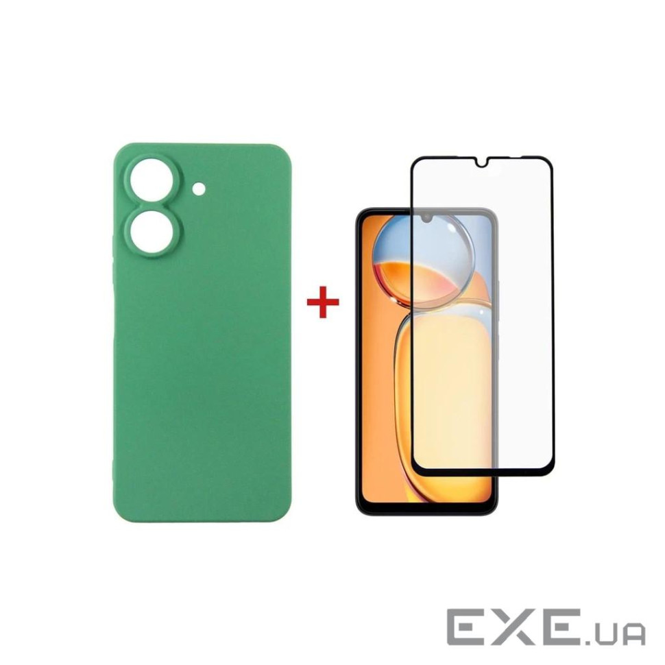 Чохол до мобільного телефона Dengos Kit for Xiaomi Redmi 13C case + glass (Mint) (DG-KM-63)