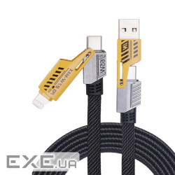 Дата кабель USB-C + USB-A to Lightning+USB-C 1.0m 65W X207 black WUW (6972573336524)