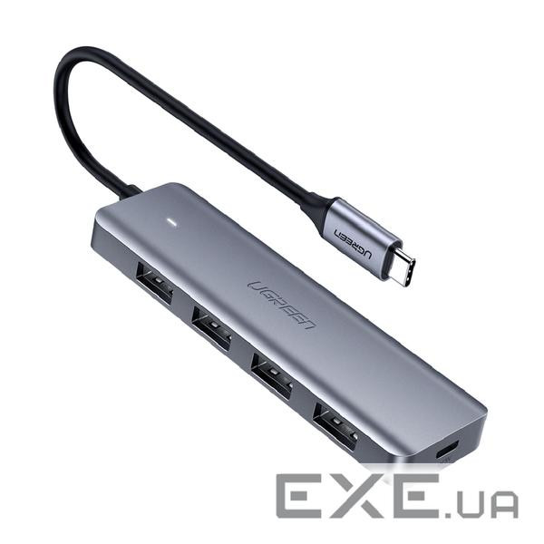 Концентратор Ugreen CM219 HUB Type-C to 4xUSB with USB-C Power Port (Gray) (70336)