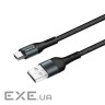 Дата кабель USB 2.0 AM to Micro 5P 1.0m nylon black ColorWay (CW-CBUM045-BK)