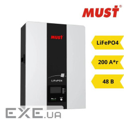 Батарея LiFePO4 Must LP16-48200 51,2В, 200 Аг , LiFePO4. BMS, 16S, RS232/RS485/CAN, Wall-mounted