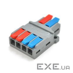 Клемна колодка з натискними затискачами 2х4-дроти LT-624 для розподільних коробок, (LT-624 cіра) )