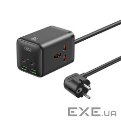 Мережевий фільтр XO (WL24.black) 2 розетки, 2 х USB, 2 x USB-C, 1.5 м , Black