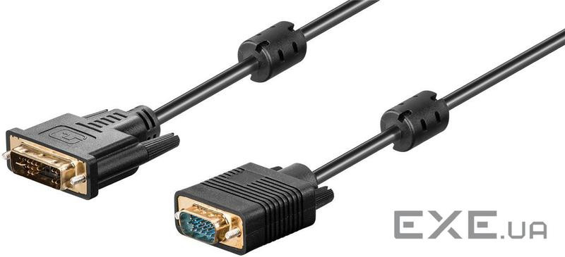 Кабель монітора-адаптер Goobay DVI-VGA HD15 M/M 10.0m,2xShielded D=7.0mm Ferrite Gold (75.09.3259-9)