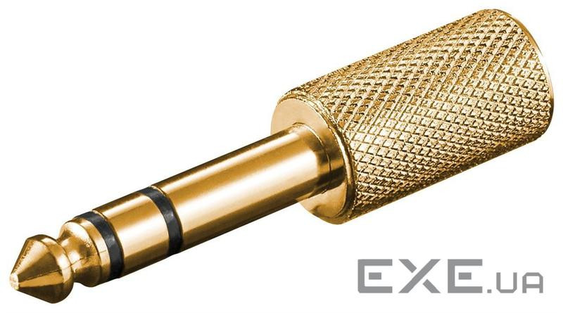 Перехідник аудіо Jack 3.5mm 3pin-6.3mm F / M, адаптер Stereo Gold Metal, золотистий (78.01.2912-1)