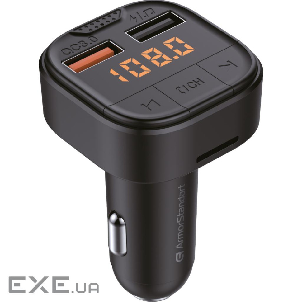 FM модулятор Armorstandart ASF1 18W QC3.0 2xUSB black (ARM82826)