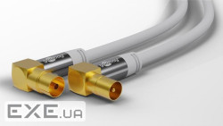 Кабель антенний-подовжувач RF:Coaxial M/F 3.0m,+M/M 90ё/90ё D=8.0mm 4xShield Cu,білий (75.07.0420-1 (75.07.0420-1