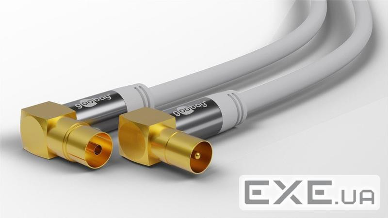Кабель антенний-подовжувач RF:Coaxial M/F 3.0m,+M/M 90ё/90ё D=8.0mm 4xShield Cu,білий (75.07.0420-1 (75.07.0420-1
