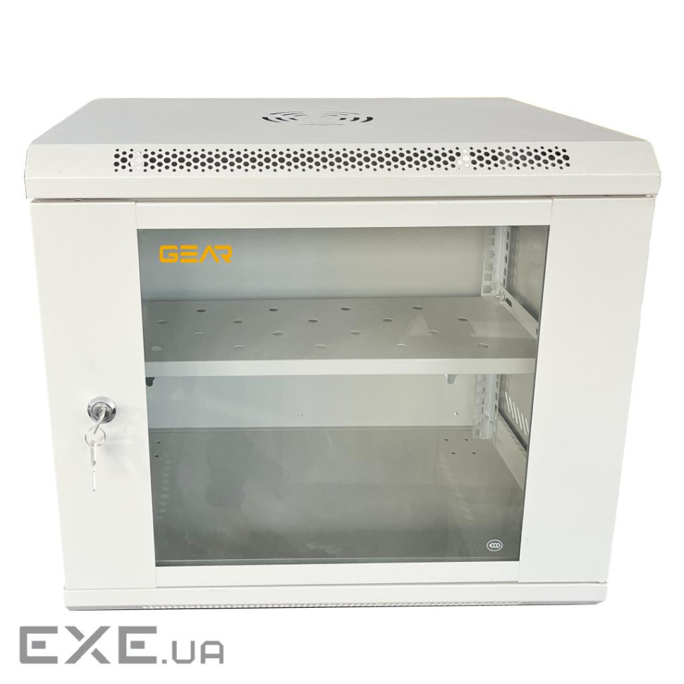 Шафа настінна GEAR 9U 19" 530x400x450 мм, + полка 19", grey (GWMSN-9U-530-400G)
