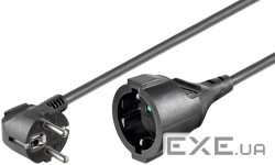 Кабель живлення-підовжувач IEC(Schuko) M/F 10.0m,жила 1.5mm 16A Cu,чорний (75.09.3095-1)