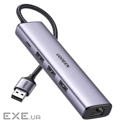 Концентратор Ugreen USB 3.0 to 3хUSB 3.0/Type-C+RJ45(1000M) Ethernet 5in1 CM475 (60554)